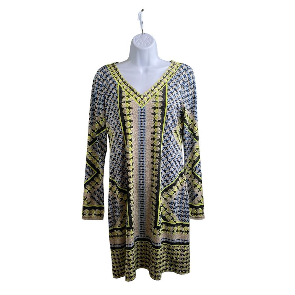 Hale Bob Women's Mixed Print Long Sleeve Dress Size S Old Money Summer Boho